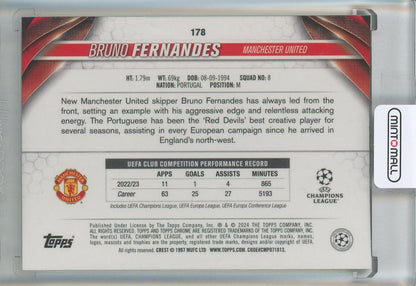 2023-24 Topps Chrome UEFA Club Competitions Bruno Fernandes Night Vision Ray Wave Refractors #178107/225 Manchester United