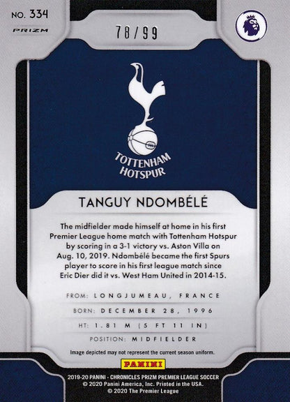 2019-20 Panini Chronicles Tottenham Hotspur Tanguy Ndombele Base Premier League Prizm Update Blue IceParlor Version trading card