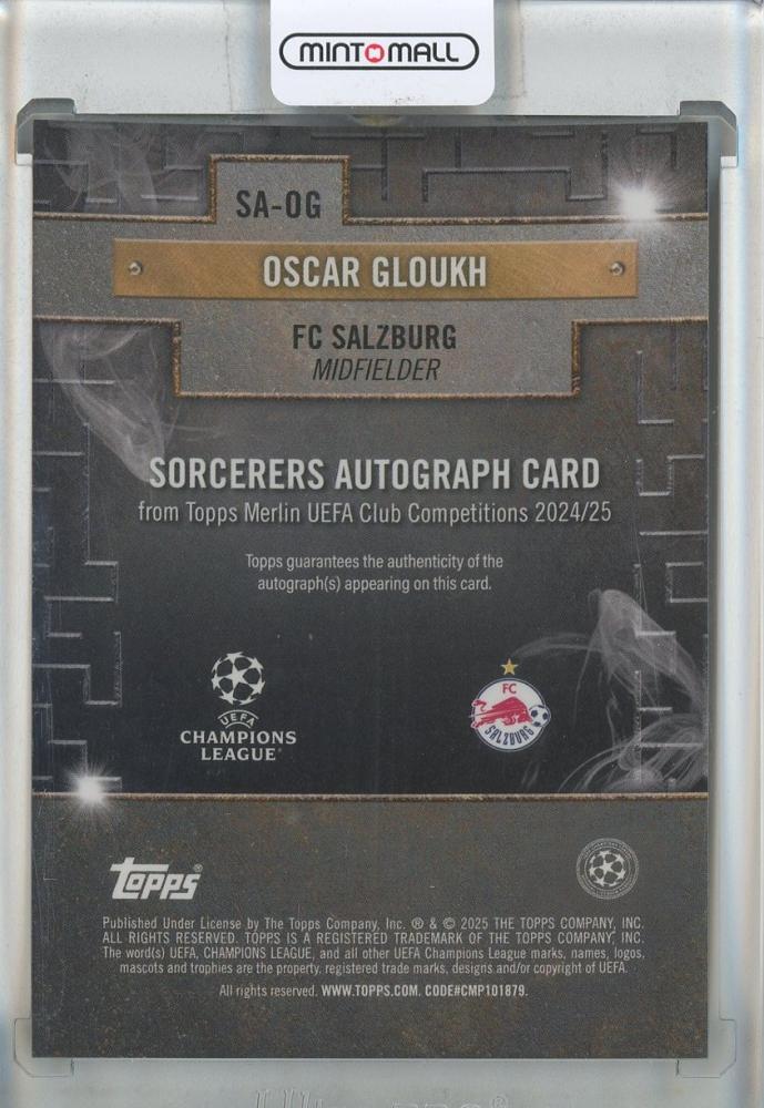 2024-25 Topps Merlin UEFA Club Competitions Oscar Gloukh Sorcerers Autographs #SAOG FC Salzburg