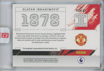 2023-24 Panini Impeccable English Premier League Zlatan Ibrahimovic Impeccable Club History Autographs #1814/78 Manchester United