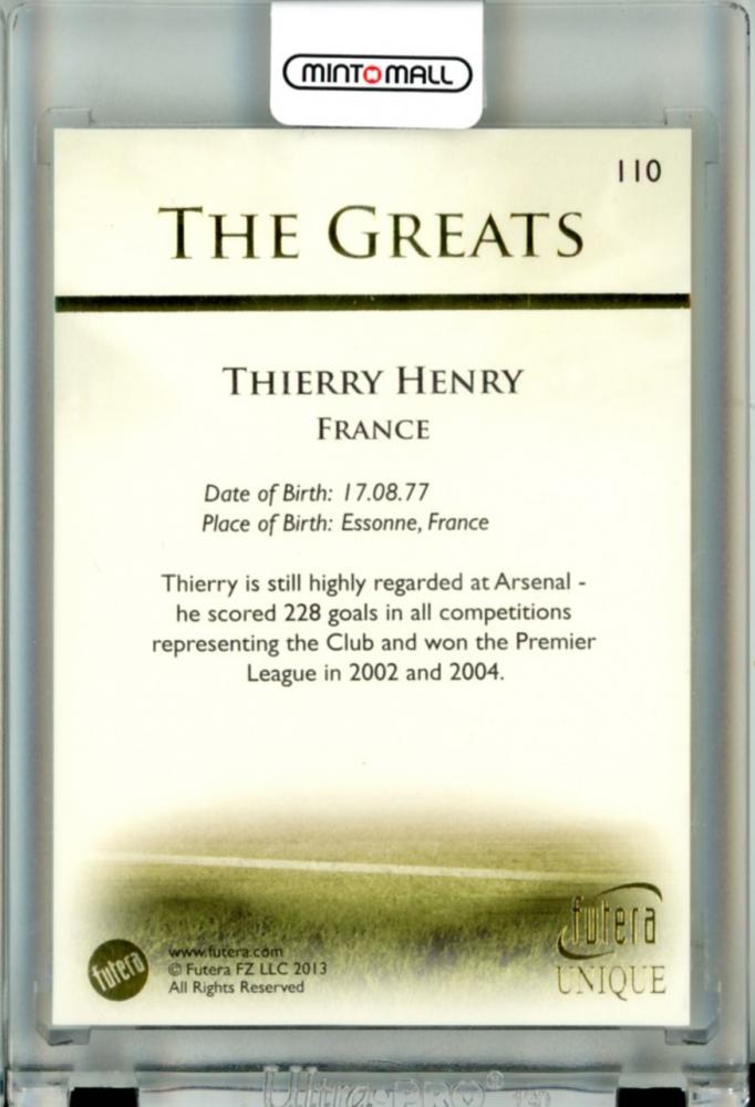 2013 Futera World Football Unique Thierry Henry #110 France