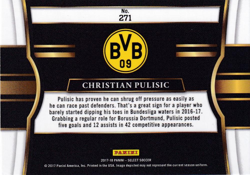 2017-18 Panini Select Borussia Dortmund Christian Pulisic Base Field Level trading card