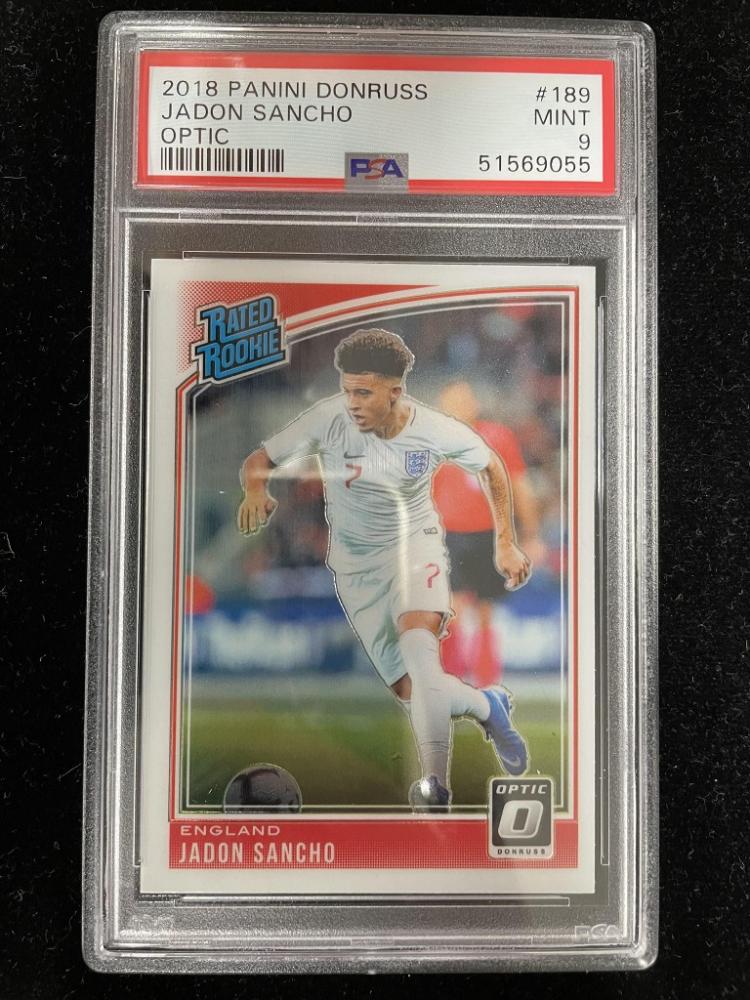 2018-19 Donruss England Jadon Sancho Base Optic trading card with authentication and grading