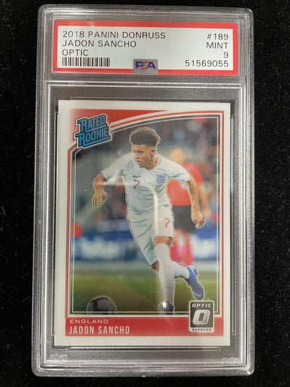 2018-19 Donruss England Jadon Sancho Base Optic trading card with authentication and grading