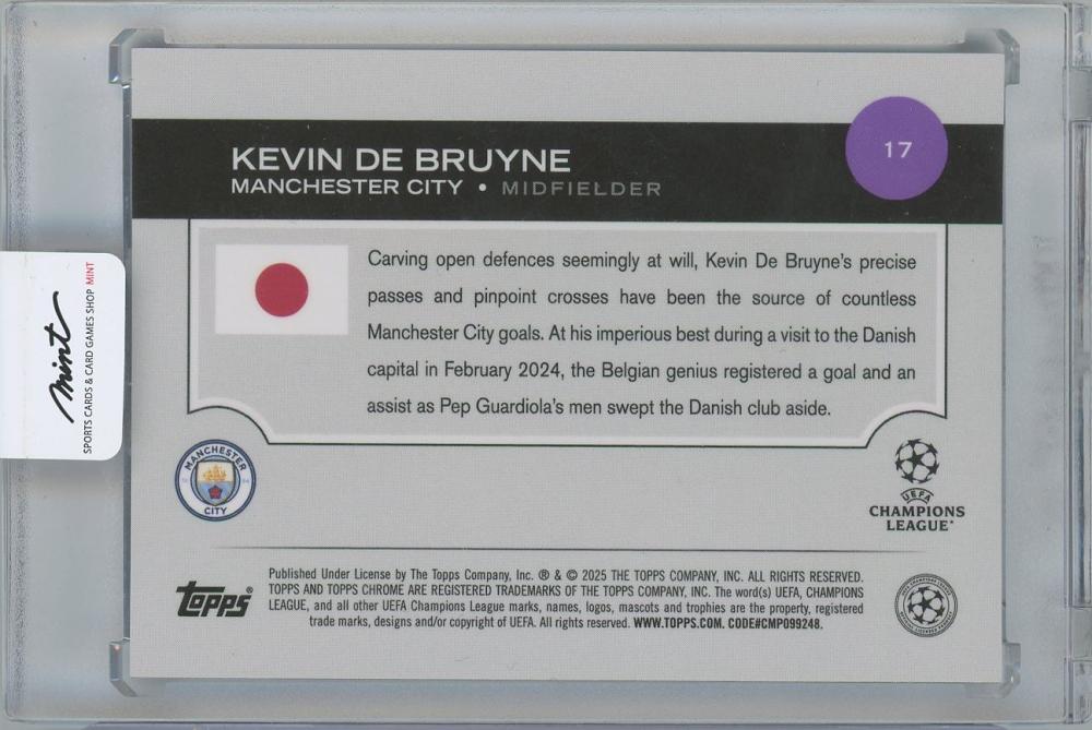 2024-25 TOPPS UEFA Japan Edition Soccer Blue Mojo Refractor #17 / KEVIN De BRUYNE(Manchester City) 30/75