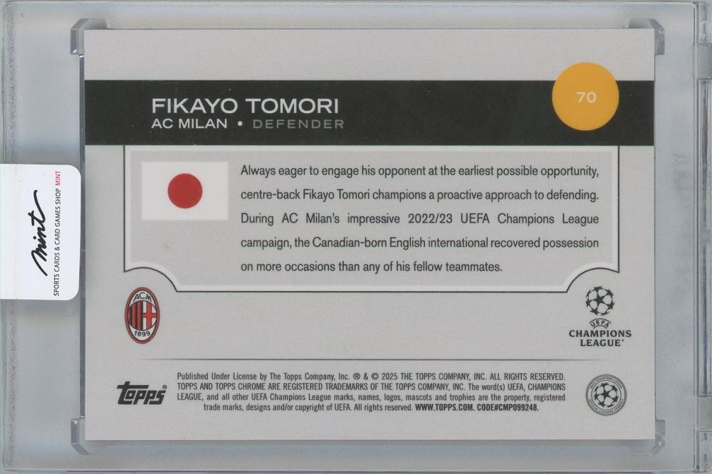 2024-25 TOPPS UEFA Japan Edition Soccer Orange Mojo Refractor #70 / FIKAYO TOMORI(AC Milan) 02/25