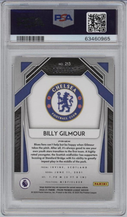 PSA9 graded 2020-21 Panini Prizm Premier League Red Mojo Prizm Billy Gilmour card 058 of 135