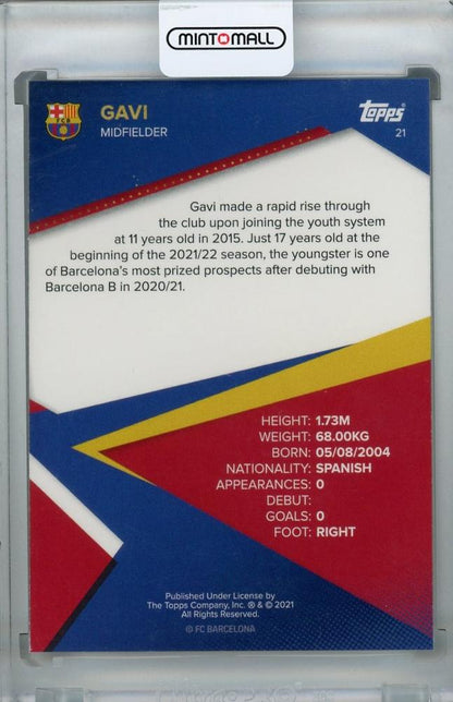 2021-22 Topps FC Barcelona Team Set showcasing Gavi Base Players collectible cards