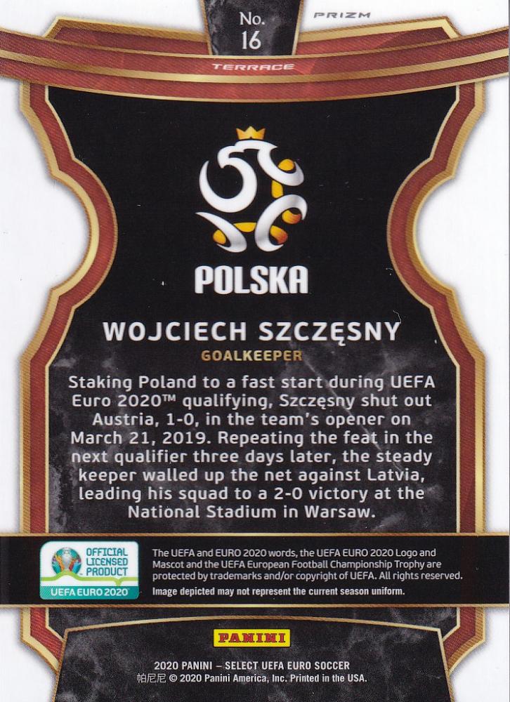 2020 Panini Select UEFA Euro Preview Poland Wojciech Szczesny Base Terrace Zebra Parallel trading card