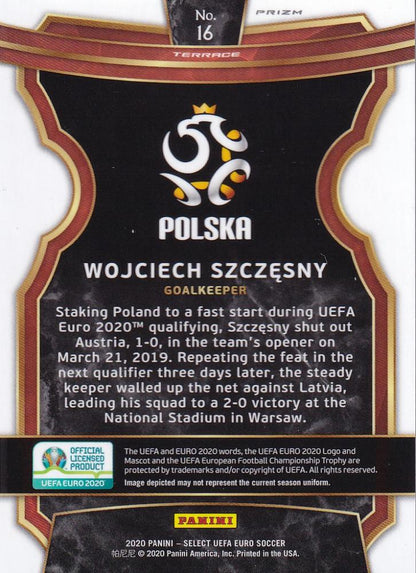 2020 Panini Select UEFA Euro Preview Poland Wojciech Szczesny Base Terrace Zebra Parallel trading card