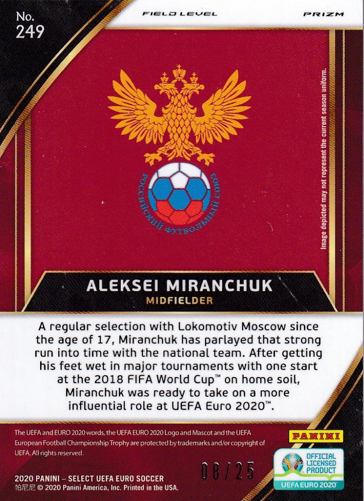 2020 Panini Select UEFA Euro Preview Aleksei Miranchuk Base Field Level Tie-Dye parallel card number 08 of 25