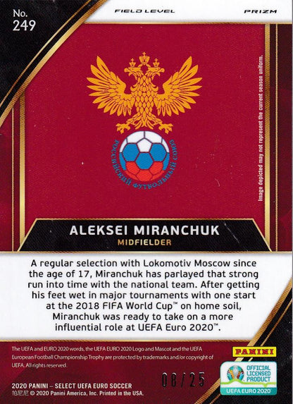 2020 Panini Select UEFA Euro Preview Aleksei Miranchuk Base Field Level Tie-Dye parallel card number 08 of 25