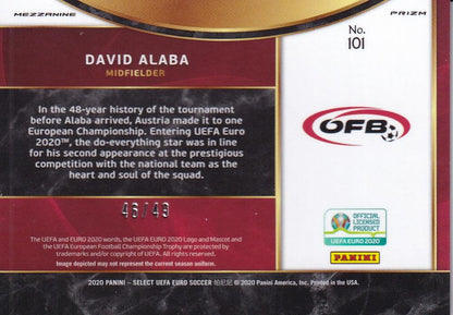 2020 Panini Select UEFA Euro Preview Austria David Alaba Base Nameplate Mezzanine Camo parallel card numbered 46 of 49