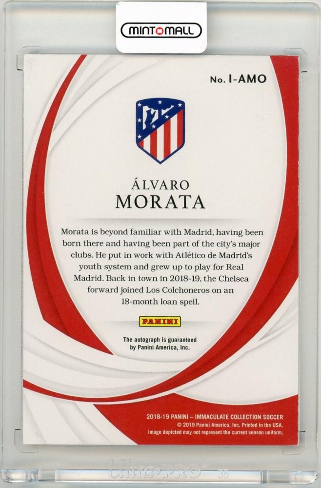 2018-19 Panini Immaculate Collection Alvaro Morata Ink Gold Parallels6/10 Atletico de Madrid
