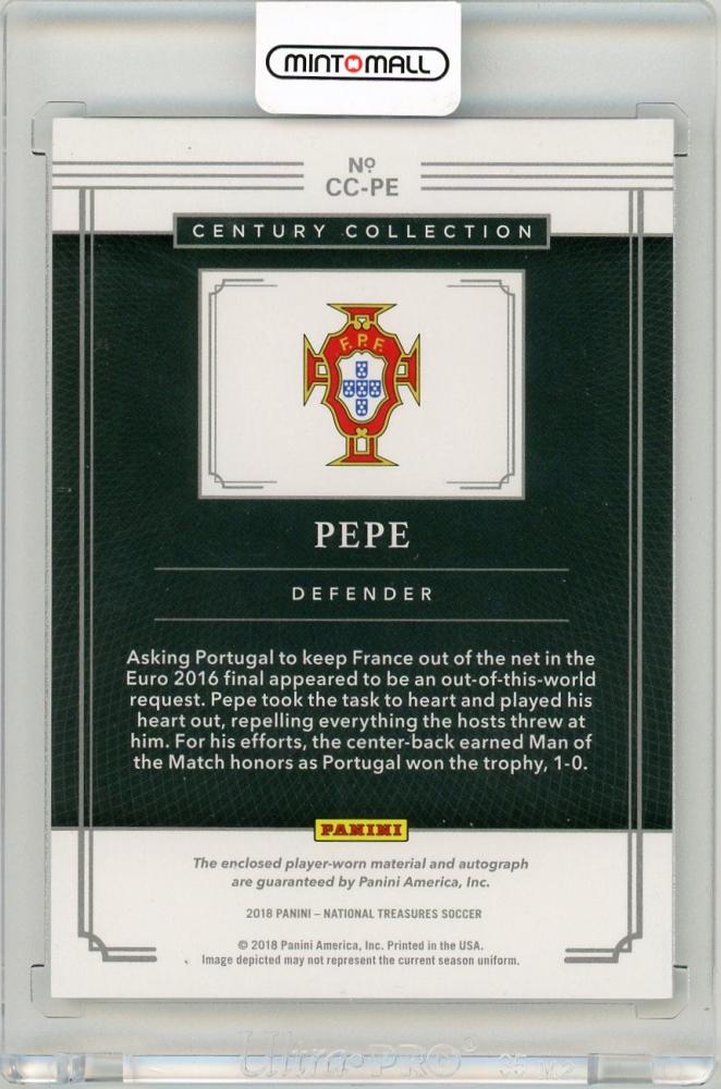 2018 Panini National Treasures Pepe Century Collection Material Autographs(ON CARD)34/99 Portugal