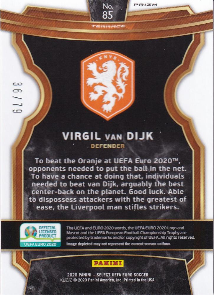 2020 Panini Select UEFA Euro Preview Virgil van Dijk Netherlands Base Terrace Purple Parallel trading card