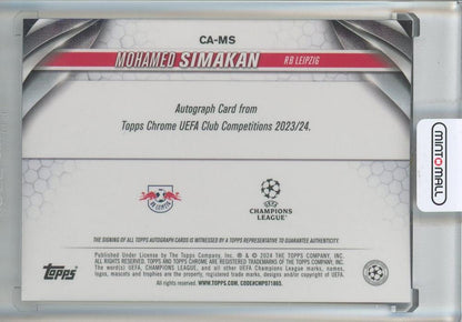 2023-24 Topps Chrome UEFA Club Competitions Mohamed Simakan Chrome Autographs #CAMS RB Leipzig
