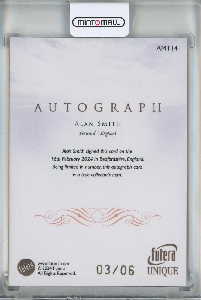 2024 Futera Unique World Football Alan Smith Autograph03/06 England