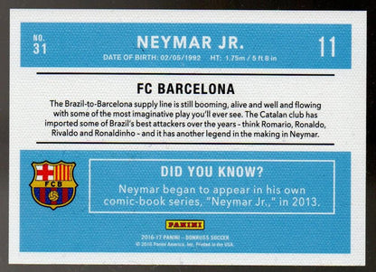 2016-17 Panini Donruss trading card of Neymar Jr #31 commemorating FC Barcelona 35th Anniversary