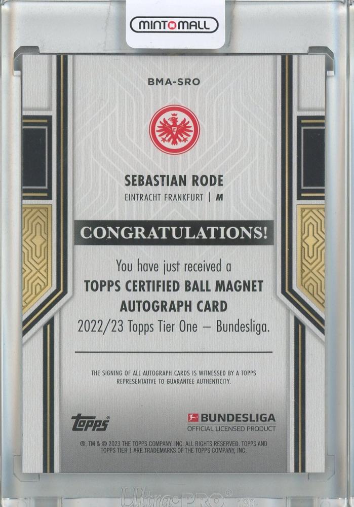 2022-23 Topps Tier One Bundesliga Sebastian Rode Ball Magnet Autographs Purple #BMASRO43/50 Eintracht Frankfurt