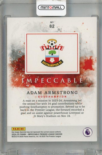 2024-25 Panini Impeccable Premier League Adam Armstrong Ruby #82 Final Number 15/15 Southampton with Back Side Damage