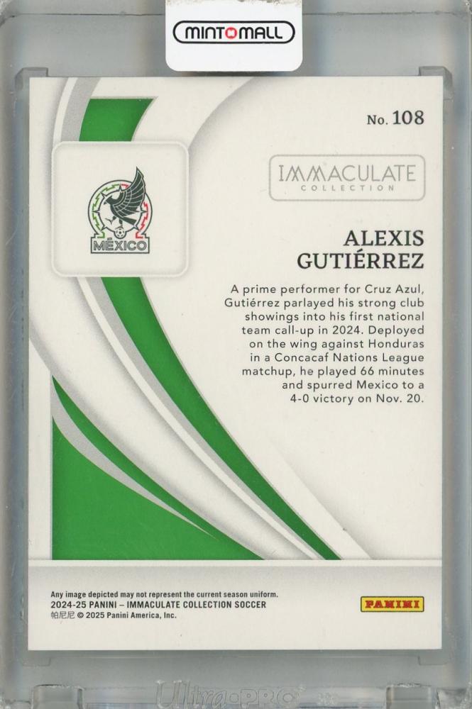 2024-25 Panini Immaculate Collection Alexis Gutierrez Sapphire #108 RC World Championship Mexico 04/25