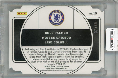 2024-25 Panini Obsidian Cole Palmer/Moises Caicedo/Levi Colwill Nucleus Electric Etch Purple #1637/49 Chelsea FC