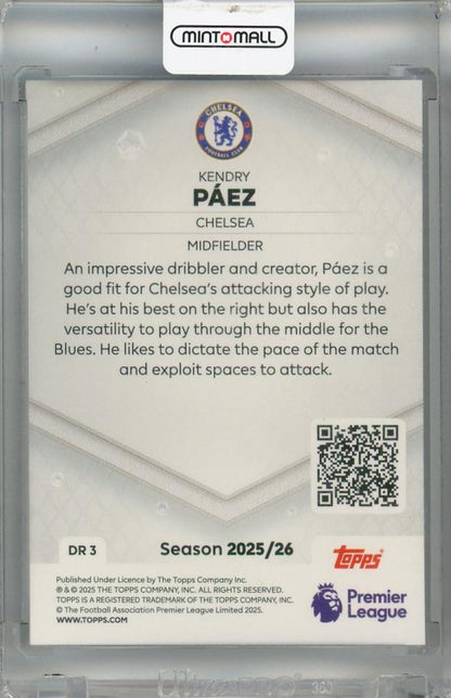 2025-26 Topps Premier League Kendry Paez Diamond Rookies #DR 3 RC Chelsea