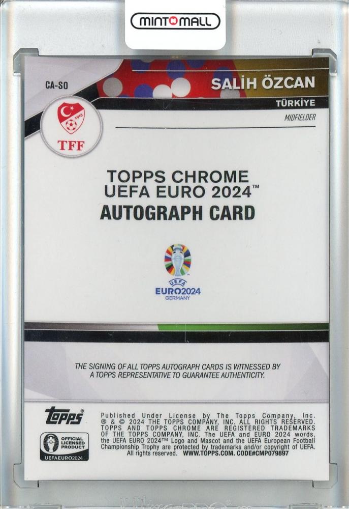 2024 Topps Chrome UEFA EURO Salih Ozcan Refarctor/Autograph Turkiye