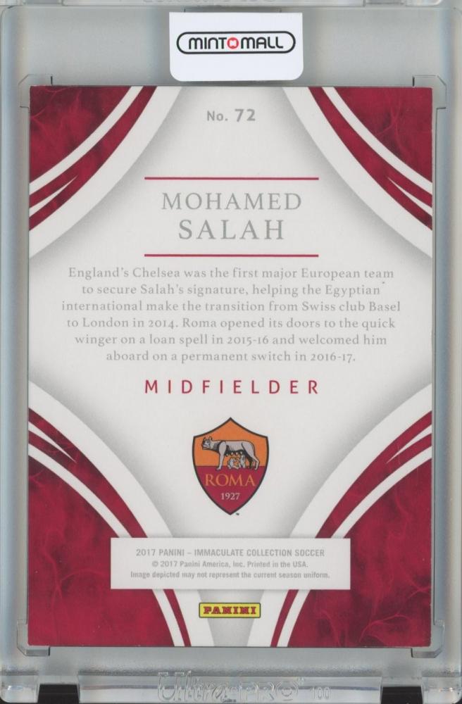2017 Panini Immaculate Collection Soccer Mohamed Salah Base/#72 60/75
