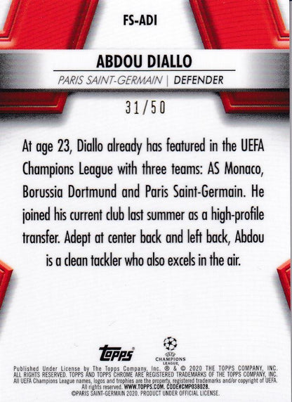 2019-20 Topps Chrome UEFA Champions League Abdou Diallo Future Stars Gold Parallel card numbered 31 of 50