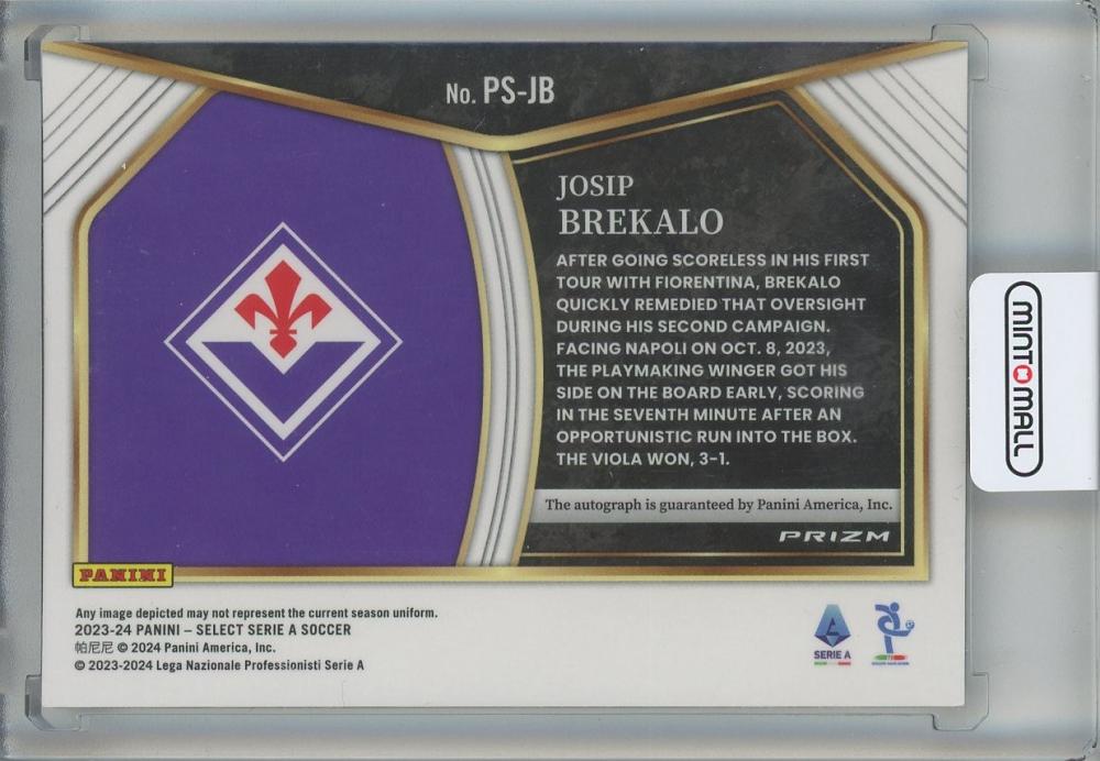 2023-24 Select Serie A Josip Brekalo Pitchside Signatures #1 ACF Fiorentina