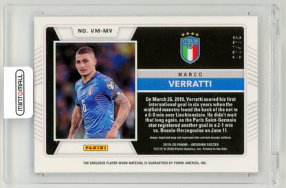 2019-20 Panini Obsidian Marco Verratti Volcanic Material Relics Purple Electric Etch Parallels7/75 Italy