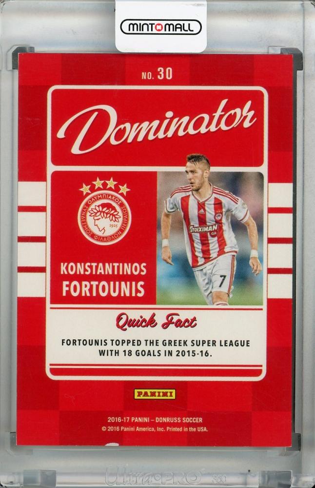 2016-17 Donruss Olympiacos FC Konstantinos Fortounis Dominator Mosaic parallel edition card numbered 02/15