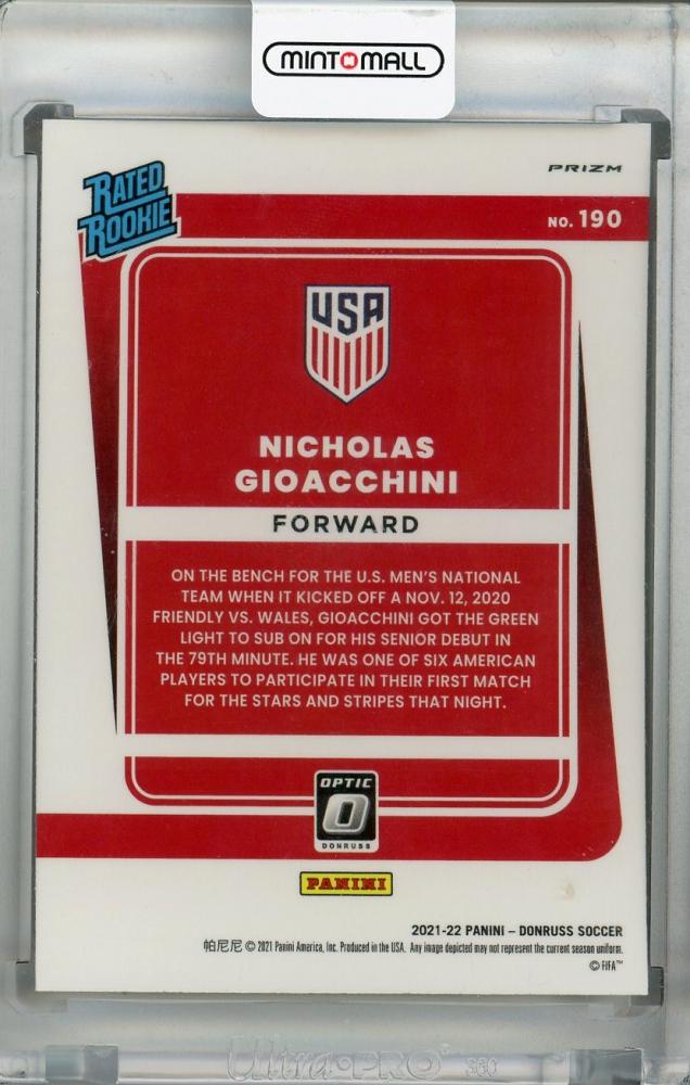 2021-22 Donruss Soccer Road to Qatar Nicholas Gioacchini USA Red Velocity parallel trading card