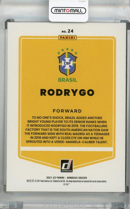 2021-22 Donruss Soccer Road to Qatar Rodrygo Base Holo Orange Laser parallel trading card
