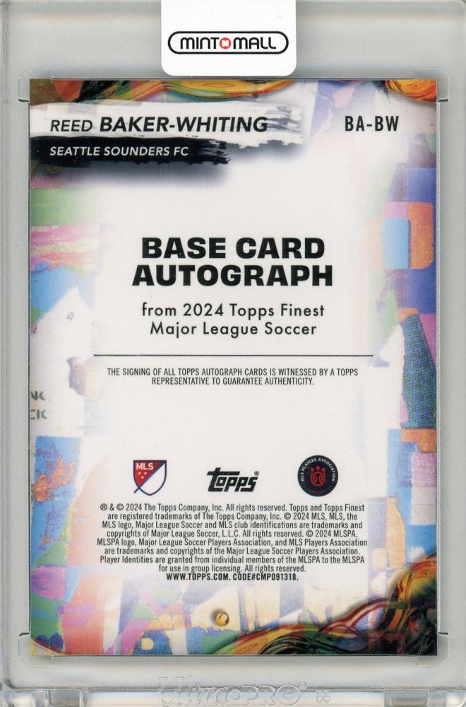 2024 Topps Finest MLS Reed Baker-Whiting Blue Refractors Autograph65/75 Seattle Sounders FC