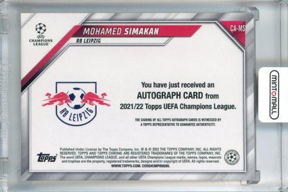 2021-22 Topps Chrome UEFA Champions League Mohamed Simakan Chrome Autographs #CA-MS RB Leipzig
