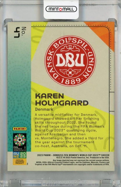 2023 Panini Donruss FIFA Women’s World Cup Karen Holmgaard Orange #47 RC *has scratches 01/49 (First Number) Denmark