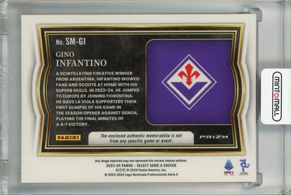 2023-24 Panini Select Serie A Gino Infantino Select Memorabilia Silver #2 RC *has scratches ACF Fiorentina