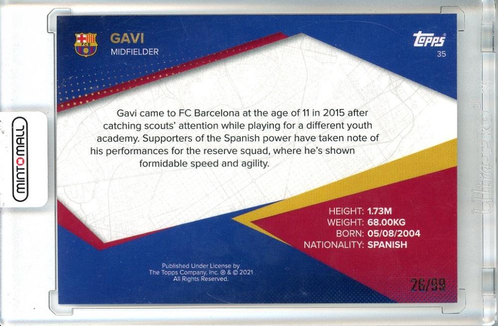 2021-22 Topps FC Barcelona Team Set featuring Gavi Our City pink numbered 26 out of 99