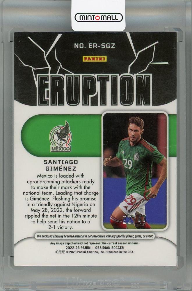 2022-23 Panini Obsidian Mexico Santiago Gimenez Eruption Relics Red Pulsar (Parallel Version) #24(Rookie Year!) 22/44
