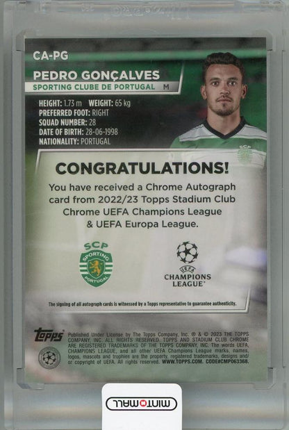 2022-23 Topps Stadium Club Chrome UEFA Club Sporting Clube de Portugal Pedro Goncalves Autographs #CA-PG