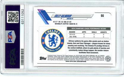 2020-21 Topps Chrome UEFA Champions League Chelsea FC Billy Gilmour Base Red Carbon Fiber PSA 9 trading card