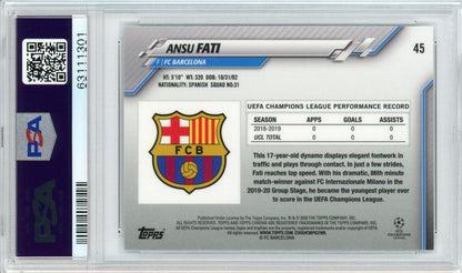 2019-20 Topps Chrome UEFA Champions League Ansu Fati FC Barcelona football trading card PSA 10