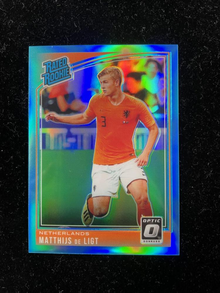 2018-19 Donruss Netherlands Matthijs de Ligt Base Optic Aqua Parallel sports trading card number 058 of 149