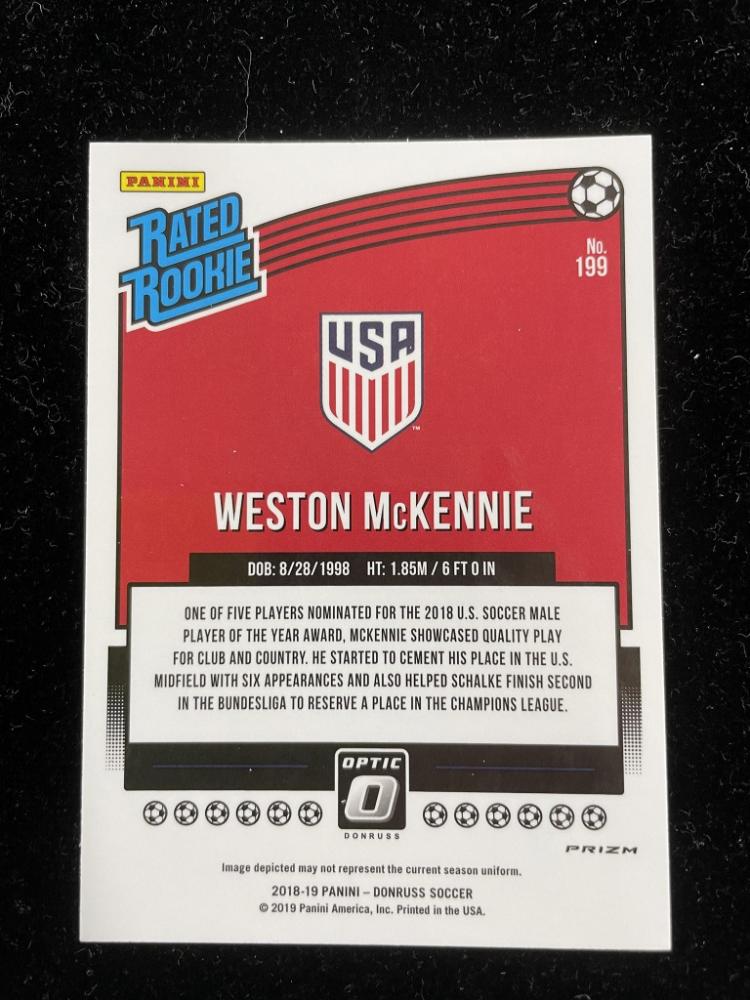 2018-19 Panini Donruss United States Weston McKennie Base Optic Holo trading card