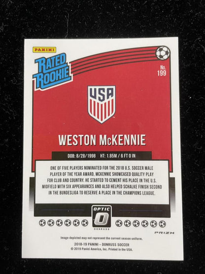 2018-19 Panini Donruss United States Weston McKennie Base Optic Holo trading card