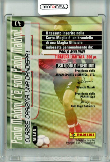 2001 Panini Calcio Cards Premium Paolo Maldini #C4 Carta Maglia Jersey AC Milan