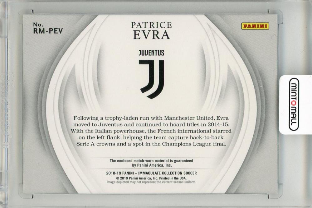 2018-19 PANINI Immaculate Collection Patrice Evra Remarkable Memorabilia #3708/99 Juventus